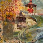 Tamar Shilo -‘Inside outside 12’- collage acryl - papier op hout, 30x30 cm 